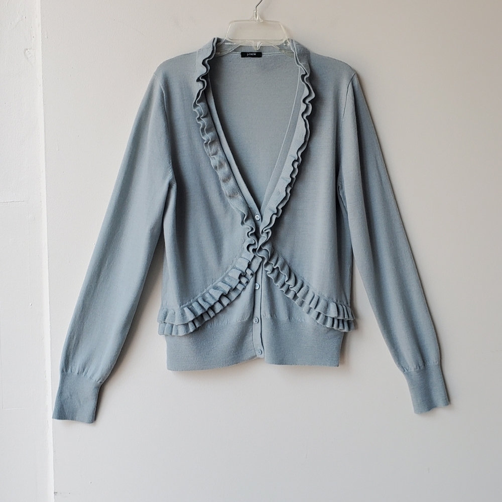 J. Crew Ruffle Button Down Cardigan